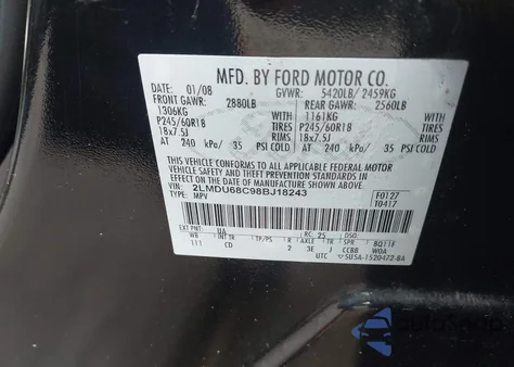 2008 Lincoln Mkx from USA, damaged, VIN 2LMDU68C98BJ18243